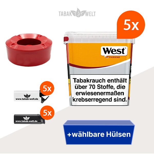 West Volumentabak Yellow 5x Giga Box mit wählbaren Hülsen