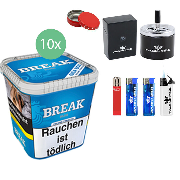 Break Tabak Blue 10 x Giga Box mit Aschenbecher