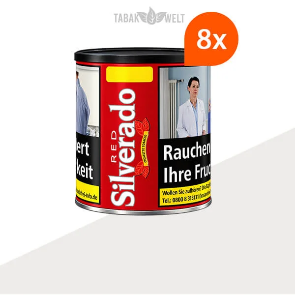 Silverado Red Cigarette Tobacco Wide Cut im 8er-Pack mit acht Dosen