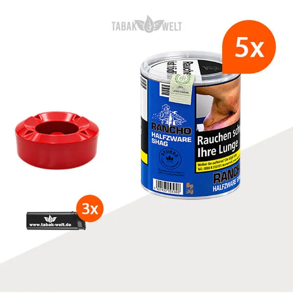 Rancho Halfzware 5er-Pack mit fünf Dosen und Aschenbecher