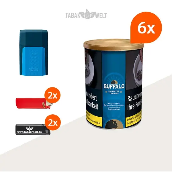 Buffalo Blau Feinschnitttabak 6x Dose mit Etui Buffalo Blau Feinschnitttabak 6x Dose mit Etui