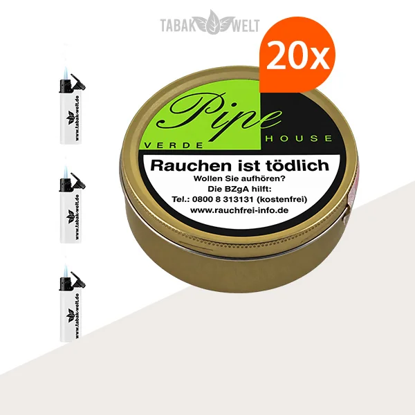 Pipe House Verde 20er-Dosenpackung mit Feuerzeugen