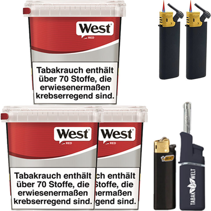 West Red 3 x 190gmit Feuerzeugen