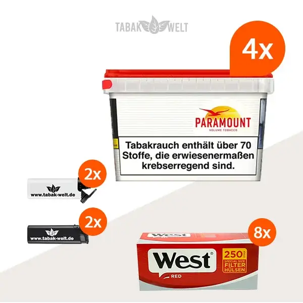 paramount-volumentabak-4x-mega-box-mit-2000-special-size-huelsen-und-feuerzeugen
