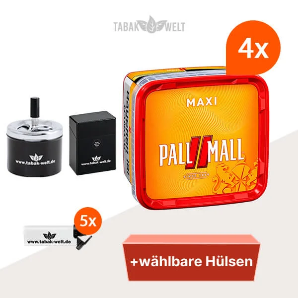 Pall Mall Tabak 4 x Maxi-Box mit wählbaren Hülsen und Etui