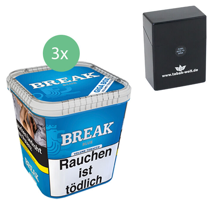 Break Tabak Blue 3 x Giga Box mit Zigarettenbox