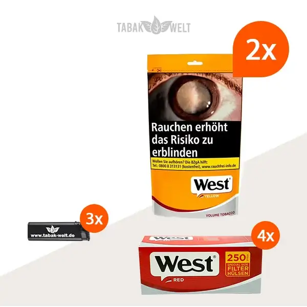 west-yellow-volumentabak-2x-grosse-beutel-mit-1000-extra-size-filterhuelsen