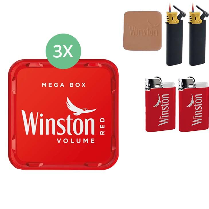 Winston Mega Box 3 x 140g mit Feuerzeugen