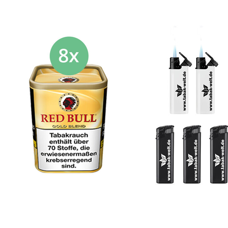 8 x Red Bull Gold Blend mit nur Sturmfeuerzeugen