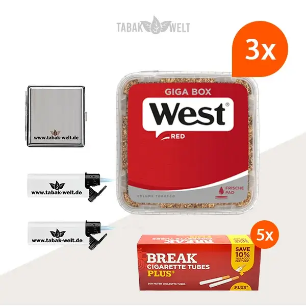 west-red-volumentabak-3x-giga-box-mit-strumfeuerzeugen-und-1000-break-plus-filterhuelsen