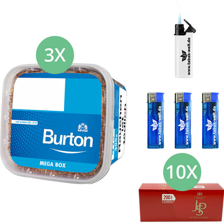 Burton Blue Tabak 3 x Mega Box mit 2000 Hülsen