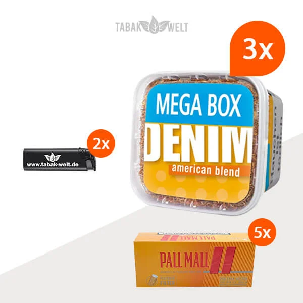 Denim Volumentabak 3x Mega Box mit 1000 Allround Xtra Hülsen