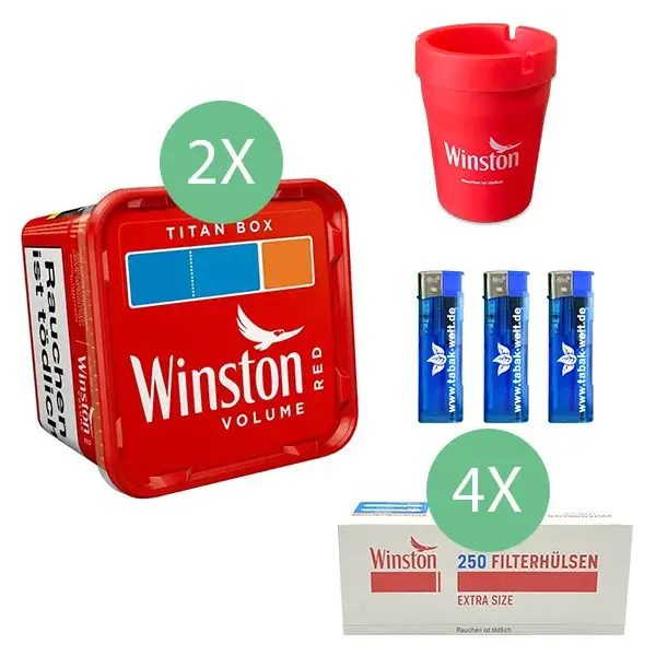 Winston Volumentabak 2 x Titan Box mit 1000 Extra Size Hülsen