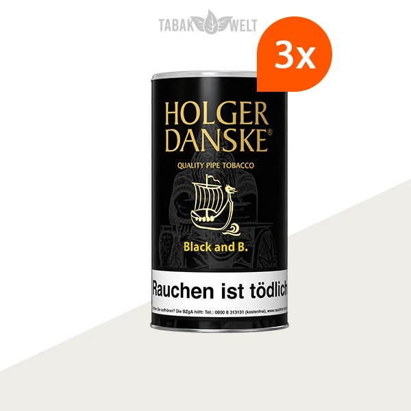 Holger Danske Black and Bourbon Pfeifentabak – 3 Dosen im Set