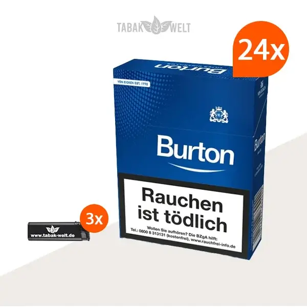 24X Burton Blue Naturdeckblatt mit Feuerzeuge