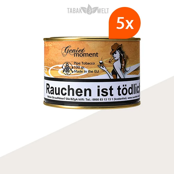HU Tobacco Geniet Moment Pfeifentabak, 5 Dosen