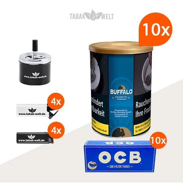 Buffalo Blau Feinschnitttabak 10x Dose mit 2000 Hülsen