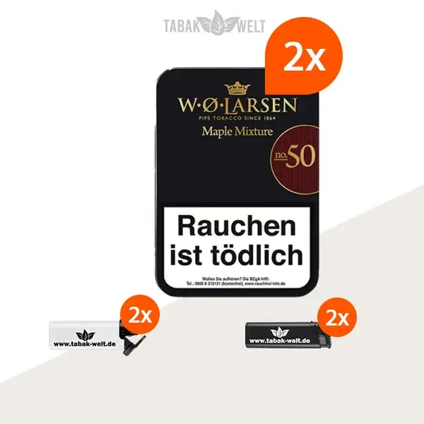 2x-w.-o.-larsen-maple-mixture-no.-50-100g-dose-mit-feuerzeuge