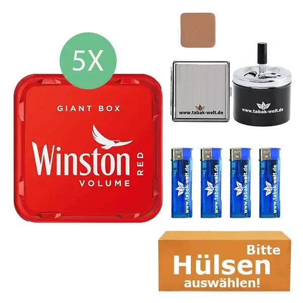 Winston Volumentabak 5 x Giant Box mit wählbarem Hülsen und Etui