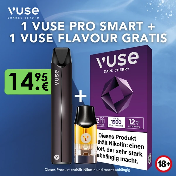 1 Vuse Pro Smart + 1 Vuse Flavour Dark Cherry 12mg Gratis