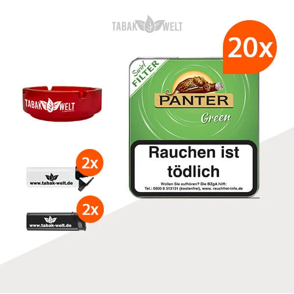 20x-panter-green-zigarillos-mit-swirl-filter-feuerzeuge-und-glas-aschenbecher 20x-panter-green-zigarillos-mit-swirl-filter-feuerzeuge-und-glas-aschenbecher