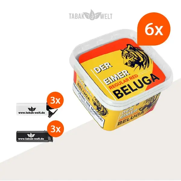 beluga-red-pfeifentabak-regular-6x-eimer-mit-sturmfeuerzeugen