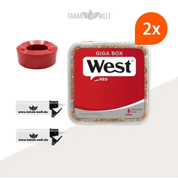 west-red-volumentabak-2x-giga-box-mit-sturmfeuerzeugen-und-aschenbecher