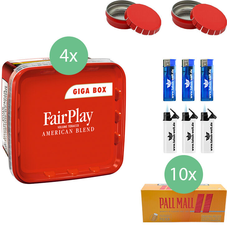 Fair Play Volumentabak 4 x Giga Box mit Allround Xtra 2000 Filterhülsen