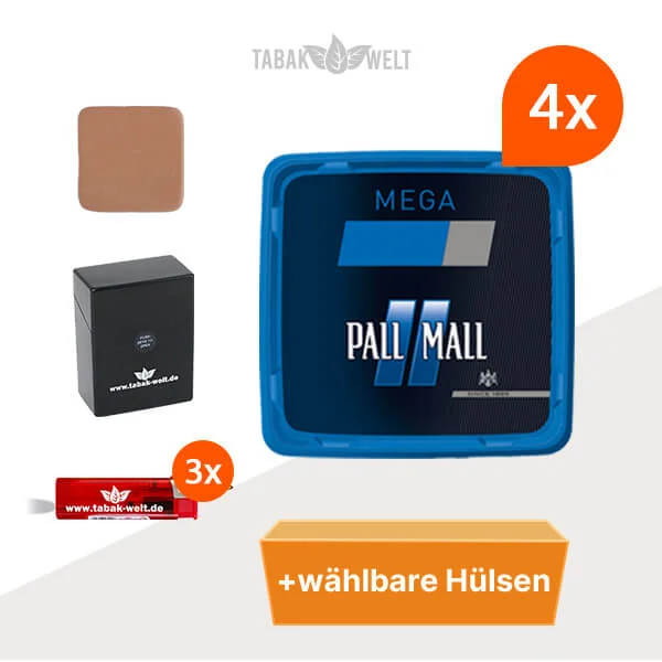 Pall Mall Tabak Blau 4 x Mega Box mit Wählbaren Hülsen Pall Mall Tabak Blau 4 x Mega Box mit Wählbaren Hülsen