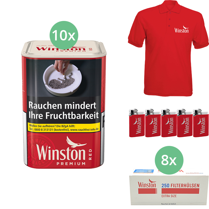 Winston Premium Red 10 x 70g mit 2000 Hülsen