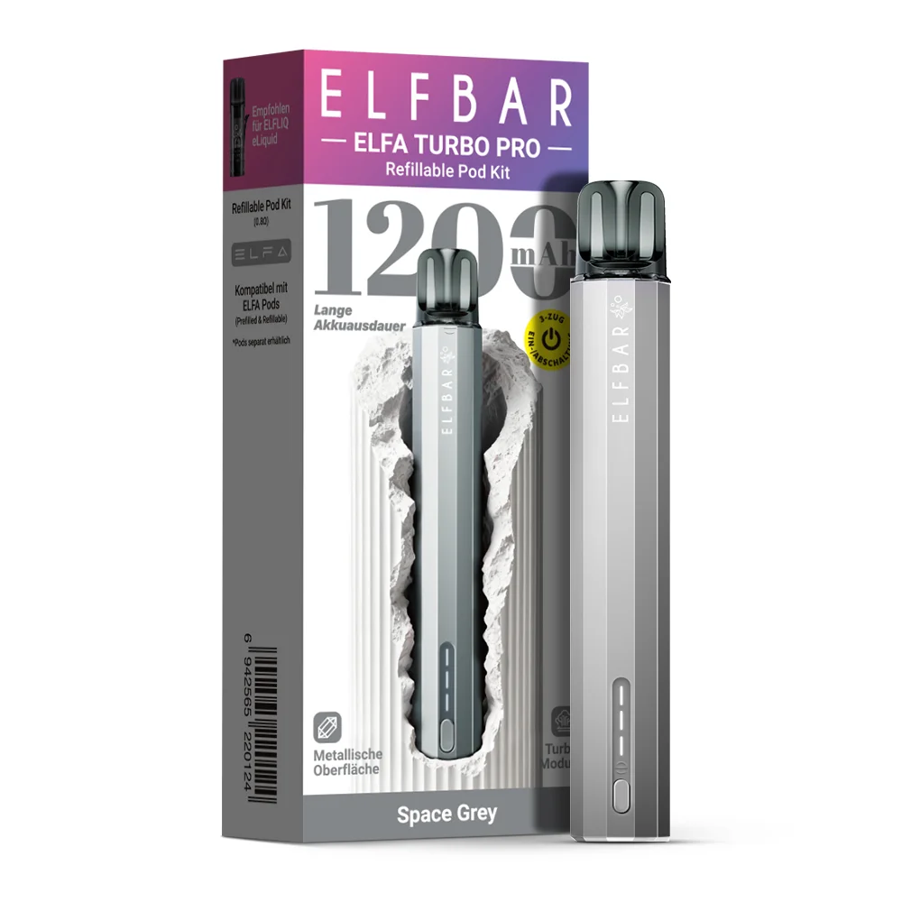 Elfbar Elfa Turbo Pro Refillable Pod Kit Space Grey - Device + Leerpod
