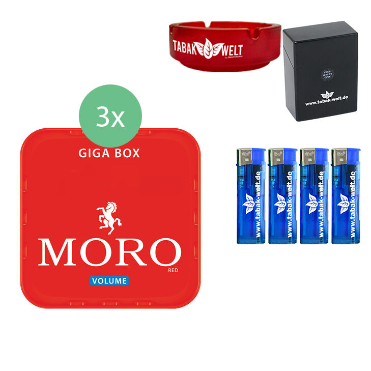 Moro Tabak 3 x 270g mit Zigarettenbox