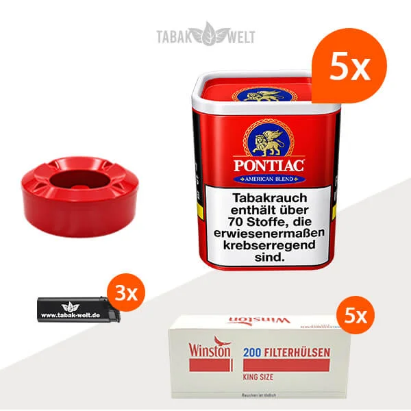 Pontiac American Blend Tabak 5x Dose mit 1000 King Size Hülsen