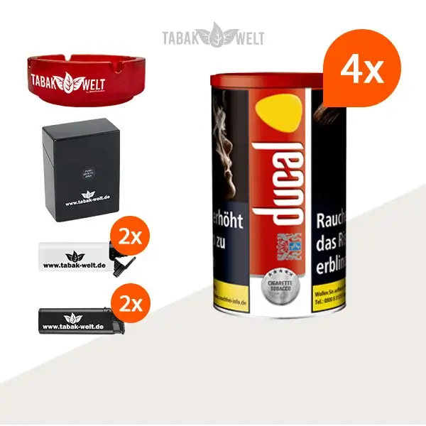 ducal-red-feinschnitt-tabak-4x-dose-mit-etui-und-aschenbecher