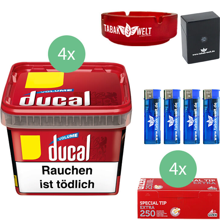 Ducal Tabak 4 x Eimer mit 1000 Special Size Filterhülsen