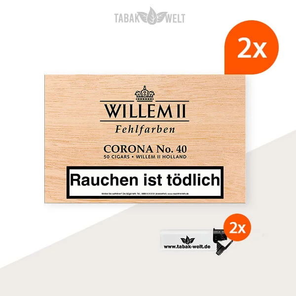 Willem II Fehlfarben Zigarren No. 40 Corona 2x Kisten Willem II Fehlfarben Zigarren No. 40 Corona 2x Kisten
