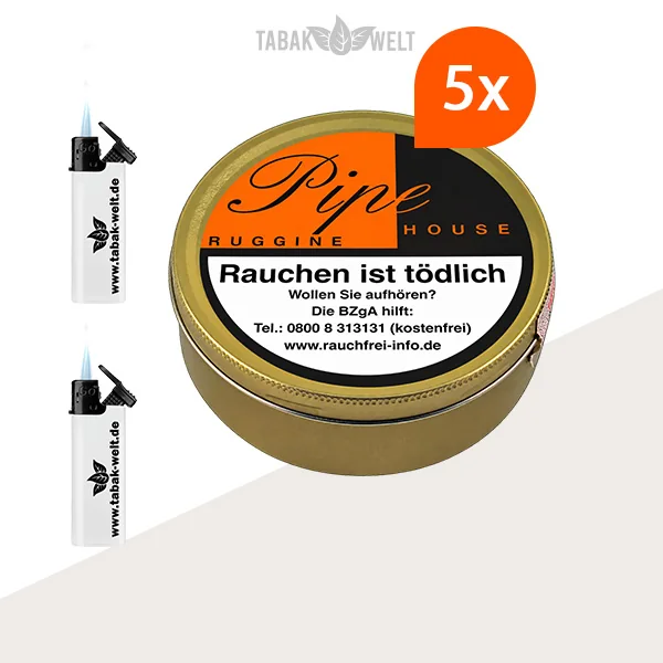 Pipe House Ruggine 5er-Dosenpackung mit Feuerzeugen