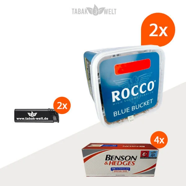 Rocco Blue Volumentabak 2x Bucket Box mit 1000 Special Size Filterhülsen