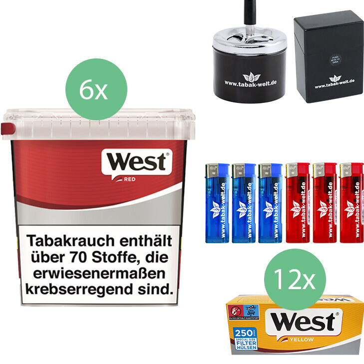 West Red 6 x 190g mit 3000 Extra Size Hülsen 