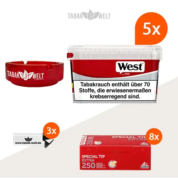 west-red-volumentabak-5x-mega-box-mit-2000-special-tips-extra-huelsen