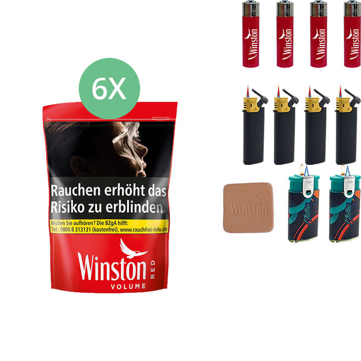 Winston Red 6 x 160g mit Feuerzeugen