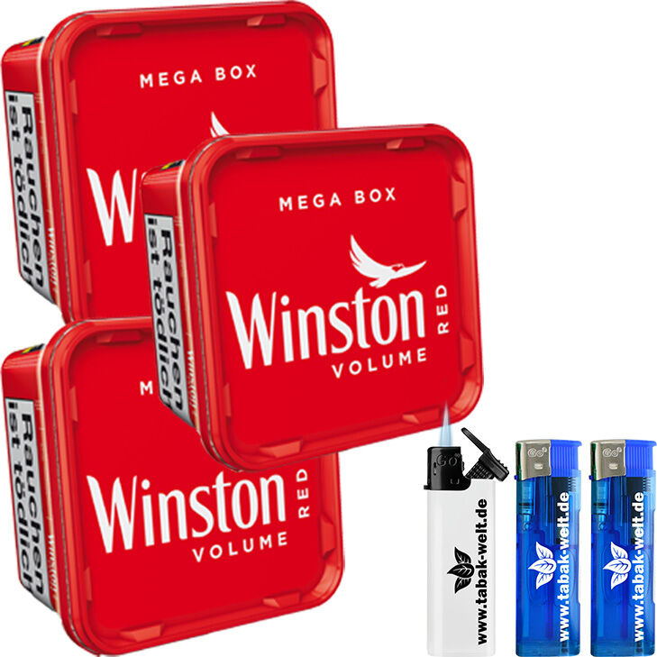 Winston Mega Box 3 x 140g mit 2 x Duo Feuerzeugen