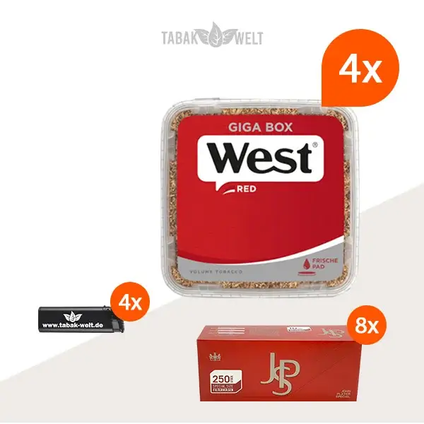 west-red-volumentabak-4x-giga-box-mit-2000-jps-special-size-filterhuelsen