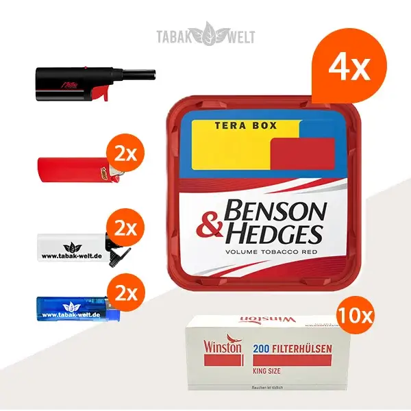 Benson und Hedges Red Volumentabak 4x Tera Box mit 2000 Filterhülsen
