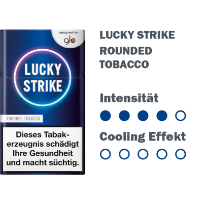 Die Lucky Strike for Glo Rounded Tobacco mit Info