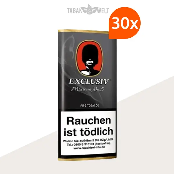 Exclusiv Mixture No. 5 Pfeifentabak Spezial mit Whisky, 30 Pouches