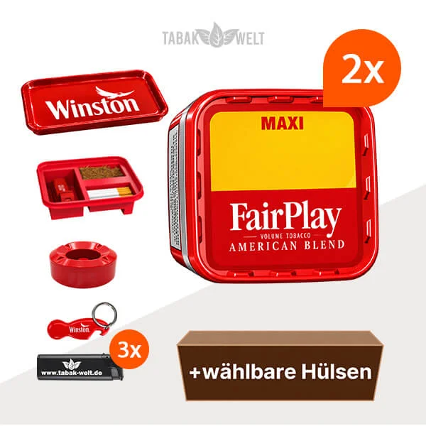 2er-Pack Fair Play Volumentabak Maxi-Box mit wählbaren Hülsen und Aktionszubehör