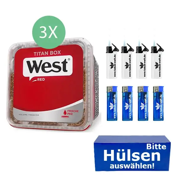 3 x West Titan Box mit Hülsen und Feuerzeugen