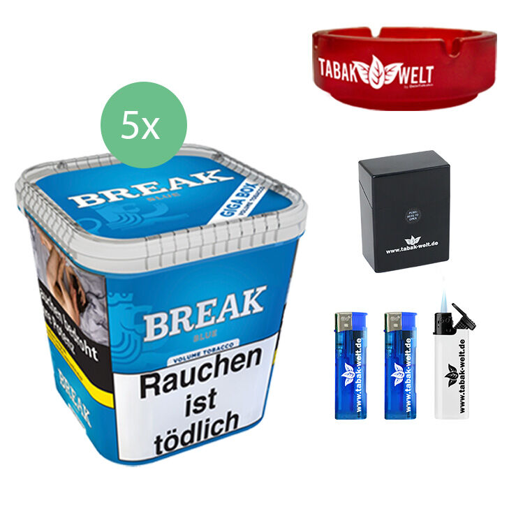 Break Tabak Blue 5 x Giga Box mit Aschenbecher