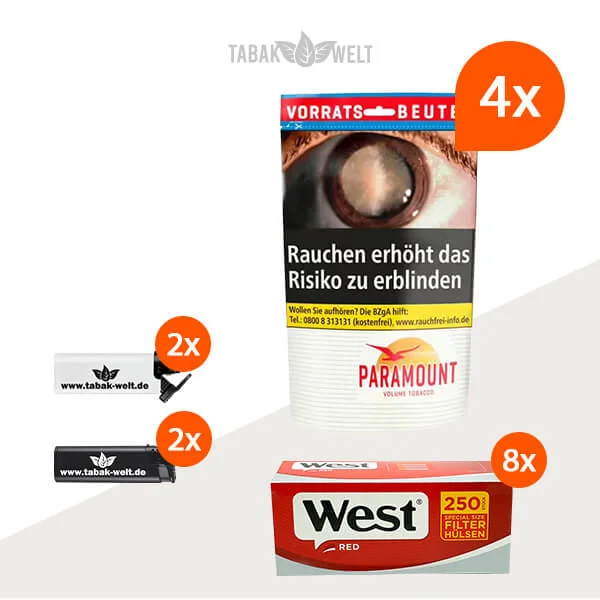 paramount-volumentabak-4x-beutel-mit-2000-special-size-filterhuelsen-und-feuerzeugen